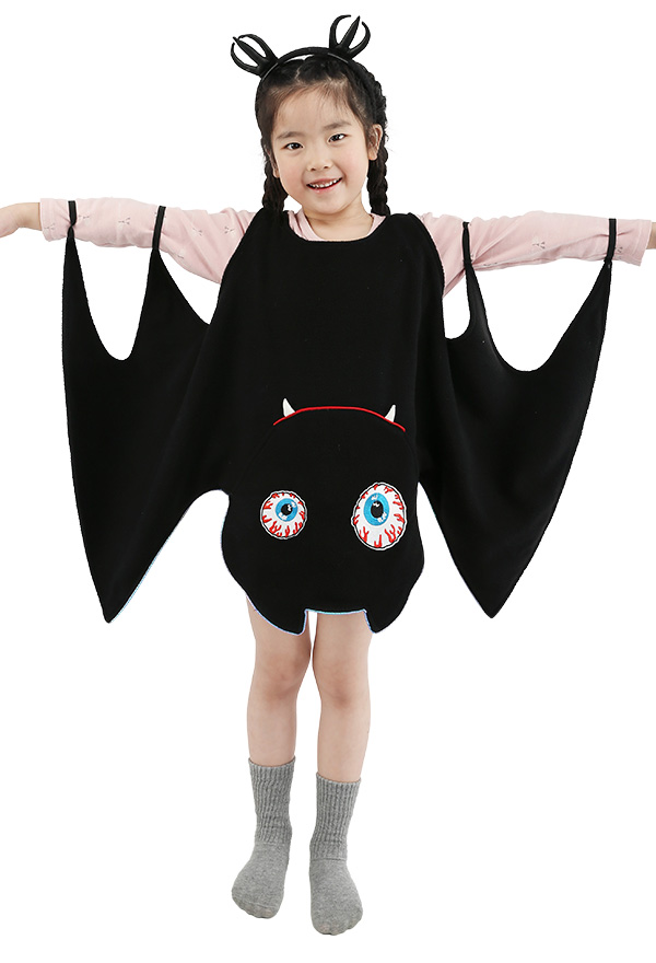 Halloween Vampire Bat Girl Costume Dress with Wings for Kids
