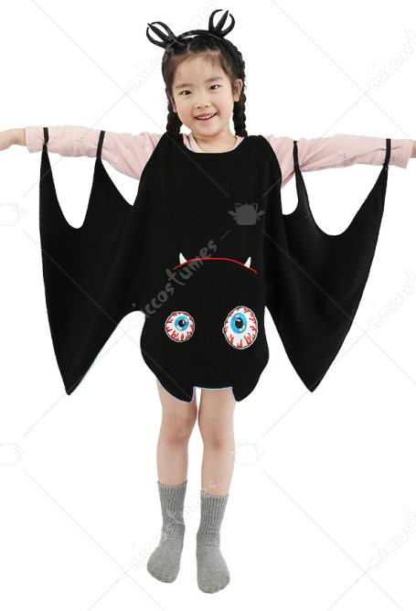 Halloween Vampire Bat Girl Costume Dress with Wings for Kids