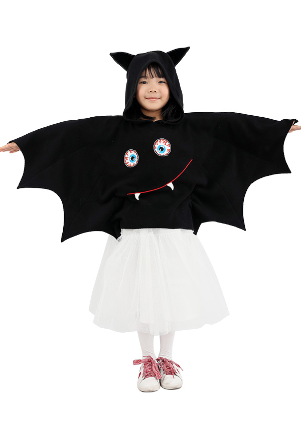 Halloween Bat Girl Costume Hooded Cloak for Kids 