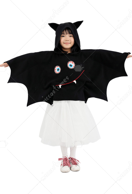 Halloween Bat Girl Costume Hooded Cloak for Kids