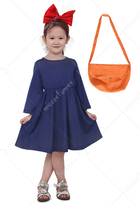 Kikis Delivery Service Kids Halloween Cosplay Costume Witch Dress With Yellow Bag