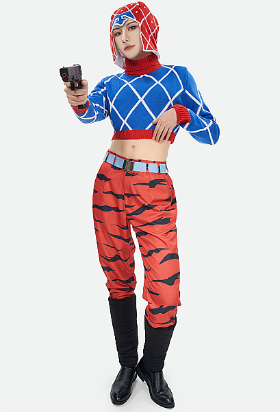 JJBA Guido Misutta Cosplay Costume Sweater and Trousers with Hat and Belt