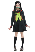 KNY Demon Fighter Red Bean The Chosen Demon Female School Uniform JK Cosplay Costume Top and Skirt Set