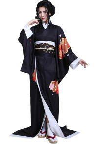 KNY Demon Fighter Muzan Female Kimono Haori Cover Up Cosplay Costume