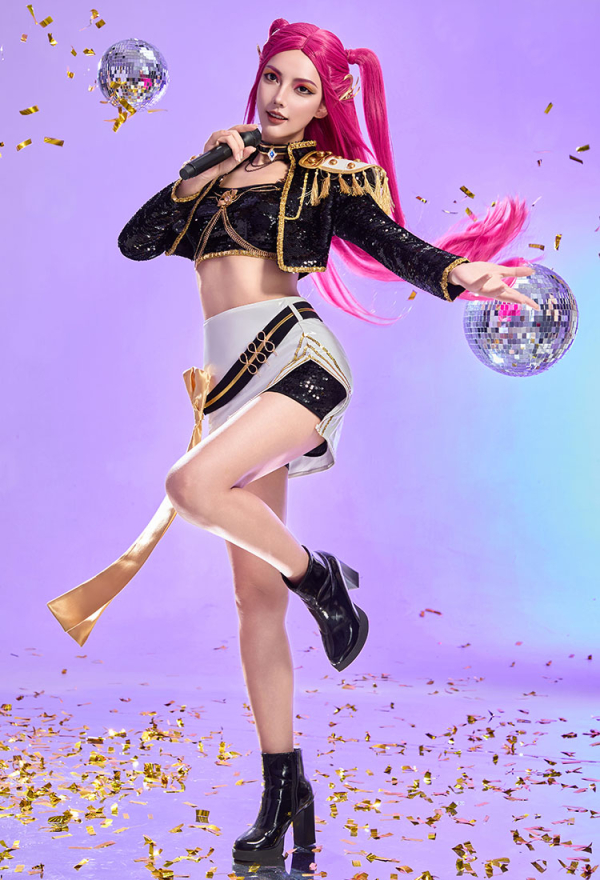 Kpop Killer Main Dancer Tenue dorée de scène Costumes pour Femme