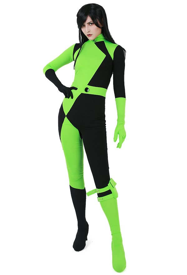 Kim Possible Costume de Cosplay Shego Combinaison de Super Méchant