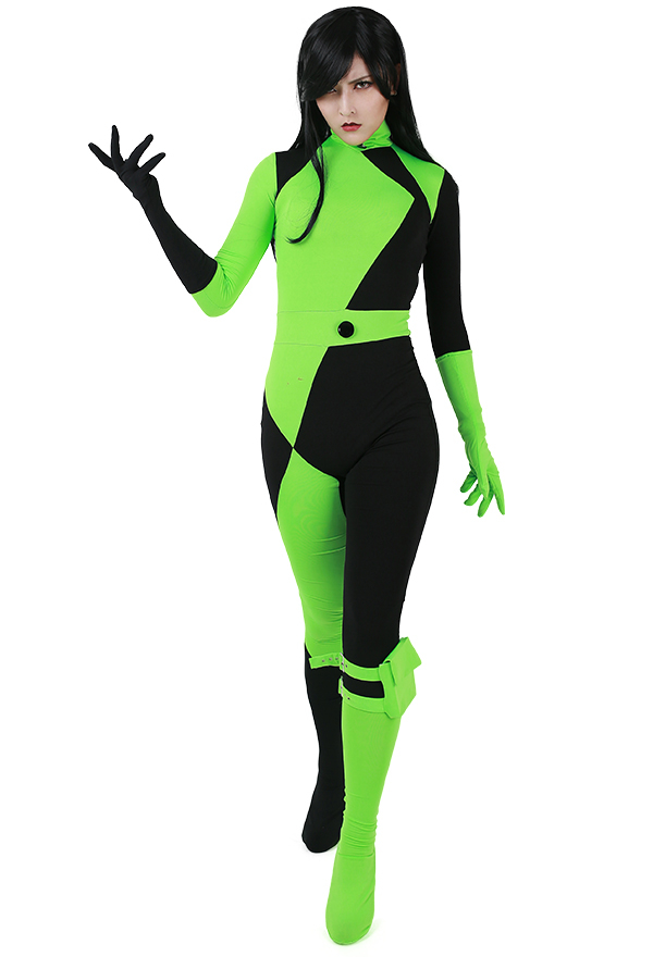 Kim Possible Costume de Cosplay Shego Combinaison de Super Méchant