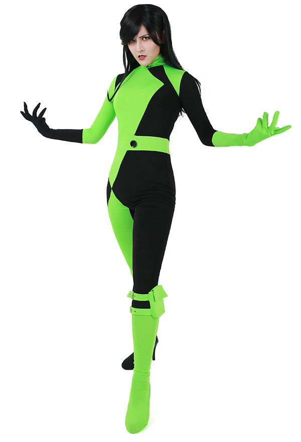 Kim Possible Costume de Cosplay Shego Combinaison de Super Méchant