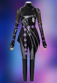 Kpop Slayers Main Dancer Cosplay Costume Black Battle Outfit Leather Jacket and Leather Pants with Belt and Leather Gloves