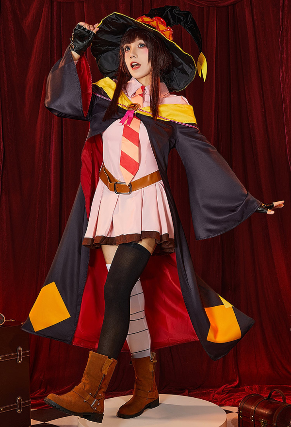 KonoSuba: An Explosion on This Wonderful World! Megumin Cosplay Costume Dress and Jacket with Gloves and Belt