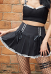 Woman Cute Color Contrast Lace Bow Decorated A-Shape Skirt Cosplay Costume Outfit