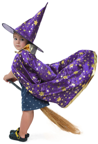 Child Little Magician Wizard Witch Costume Cloak with Hat for Halloween