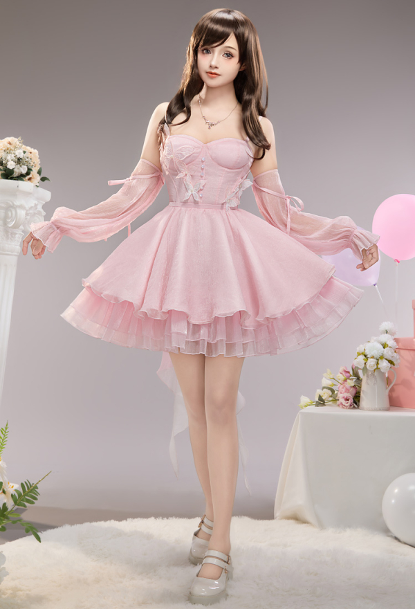 strapless open back dress Dinah Lace and Satin Maxi Dress / Blush Rose | Meshki