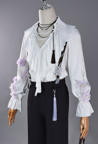 Love and Deepspace Xavier Cosplay Outfit Inflorescence Imprints Skin Shirt with Strap and Necklace