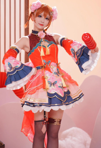 Lovelive Honoka Kosaka Chinese Style Cosplay Costume Dress with Sleeves and Belt