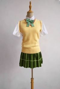 To Love Ru Momo Cosplay Costume Normal Outfit Shirt and Vest with Skirt and Bow Tie