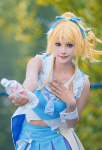 Lovelive Ayase Eli Cheerleading Team Cosplay Costume Top and Skirt with Headpiece and Bow Tie