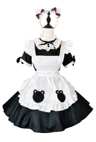Cute Bear Maid Dress Ruffles Bow Decorated Uniform Lolita Dress Cosplay Costume