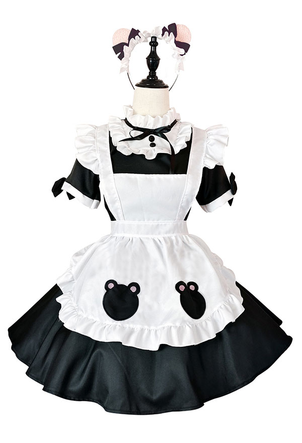 Cute Bear Maid Dress Ruffles Bow Decorated Uniform Lolita Dress Cosplay Costume
