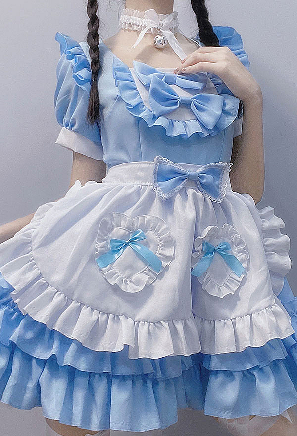 cute maid dress Outfit Naughty Elf Costume Red Sleeveless Lolita Dress, Red / S Made with stretchy elastic for a comfortable and flexible fit Cute Pastel Pink Maid Dress