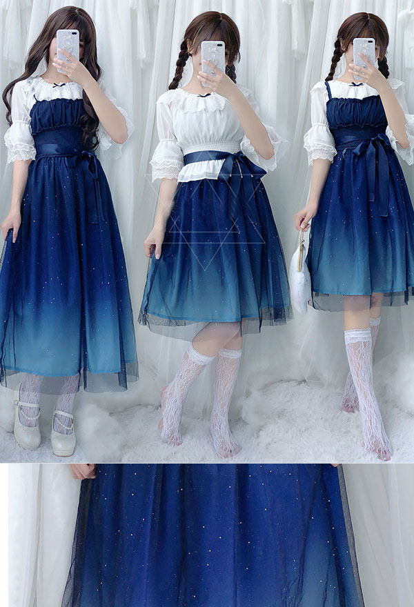 Süß Japanische Mode Lolita Sternenhimmel JSK Kleid