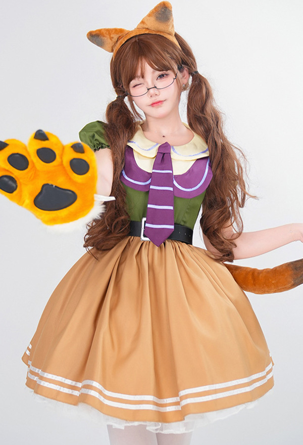 Costume de Cosplay Tenue décontractée dérivée de Nick Costume d'Halloween Ensemble robe Kawaii avec ceinture Cravate Coiffe