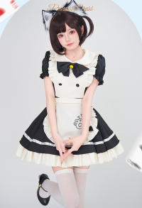 1/3 Delusion Costume de Cosplay Robe Lolita Kawaii Maid Style Jolie Robe Noire et Blanche et Tablier