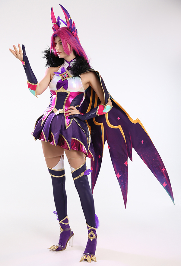 Xayah Costume de Cosplay Star Guardian Xayah Gilet Jupe et Cape Ensemble