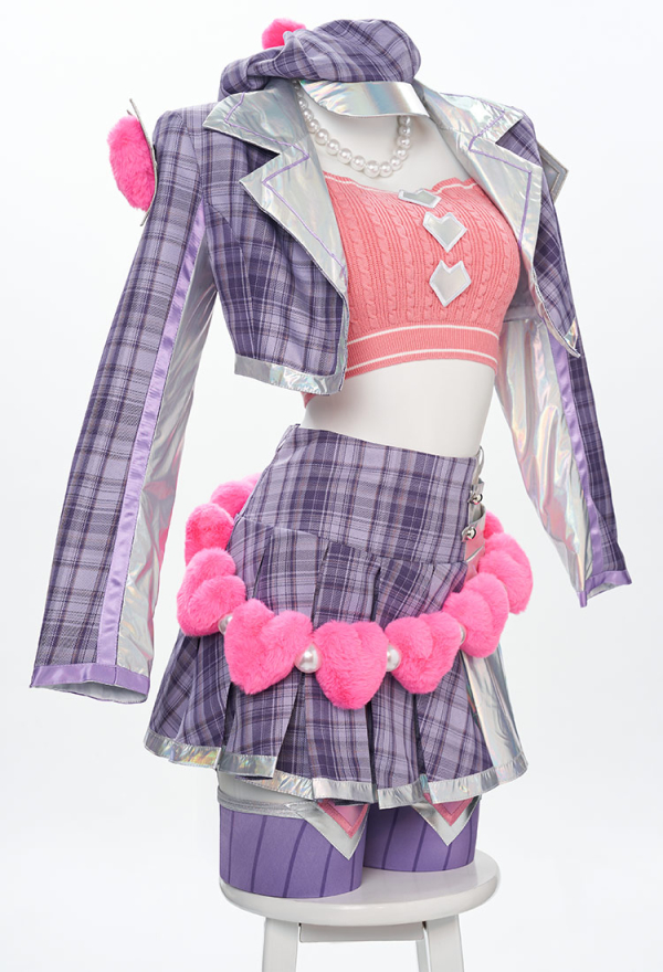 LOL Heartthrob Caitlyn Skin Cosplay Costume Jacket and Skirt with Crop Top and Vest