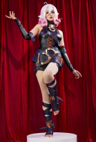 LOL Briar Cosplay Costume Halter Bodysuit with Gloves and Belt Leg Accessory