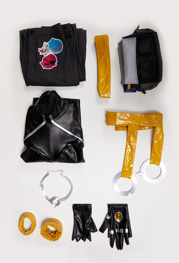 LOL Cosplay Kostüm kurzärmeliges Oberteil lange Hose mit Gürteltasche Handschuhen