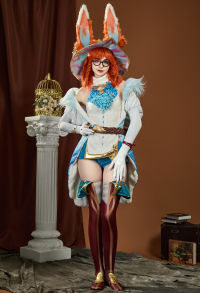 LOL Aurora Cosplay Costume Sweater Jacket Set with Pants and Ears
