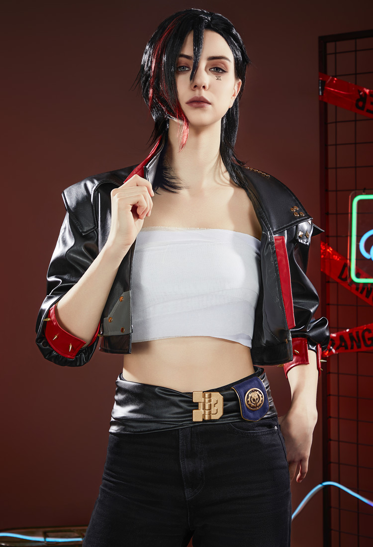 Arcane LOL Vi Cosplay Costume Jacket with Belt and Waist Accessory Premium Ver