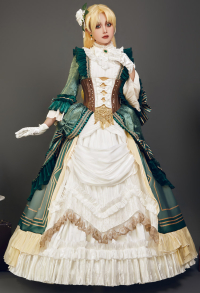 Lord of the Mysteries Audrey Hall Cosplay Costume Vintage Court-style Dress and Skirt with Girdle and Gloves