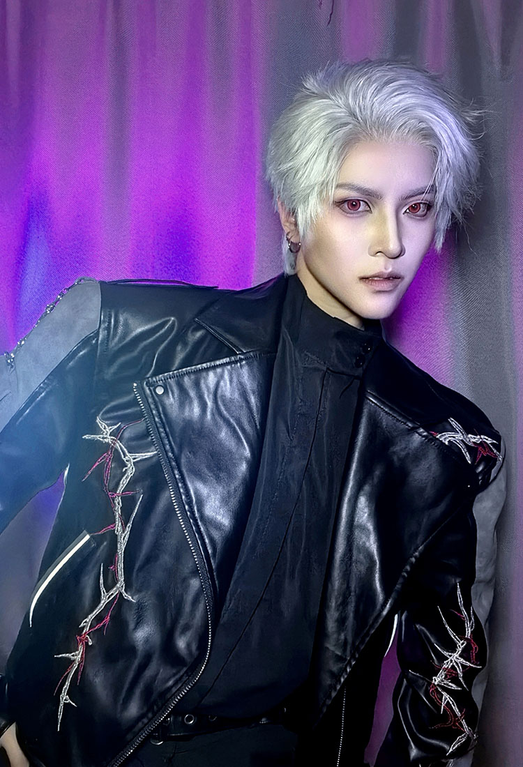 Cakuoyi Love and deepspace Sylus Cosplay Costume Leather Jacket with Belt