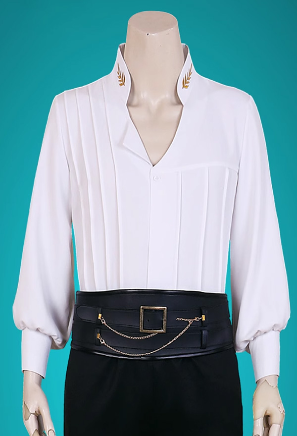 Love and deepspace Rafayel Cosplay Costume White Shirt and Black Pants with Belt