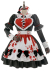 Halloween Gothic Maid Dress Heart Bow Pattern Dress and Apron with Sleeves and Headdress