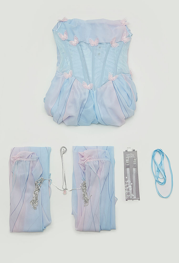 NUWIND Disfraz De Elfo Princesa Sin Mangas – Vestido Azul Claro Con Peluca Rosa Para Adulto