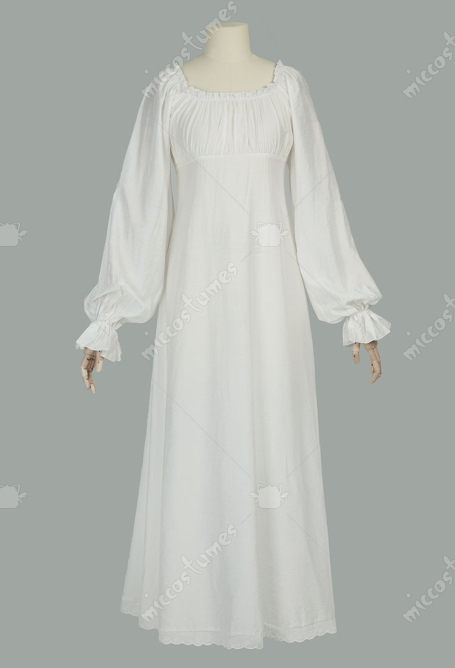 Medieval Vintage Inner Dress Renaissance Court Style White Bottom Dress