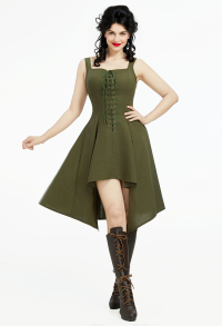 The Lord of the Rings Renaissance Medieval Vest Dress Retro Lace-Up Fairy Irregular Dress
