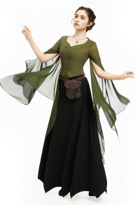 The Lord of the Rings Halloween Elf Costume Renaissance Embroidered Top Fairy Wide Lace-up Shirt