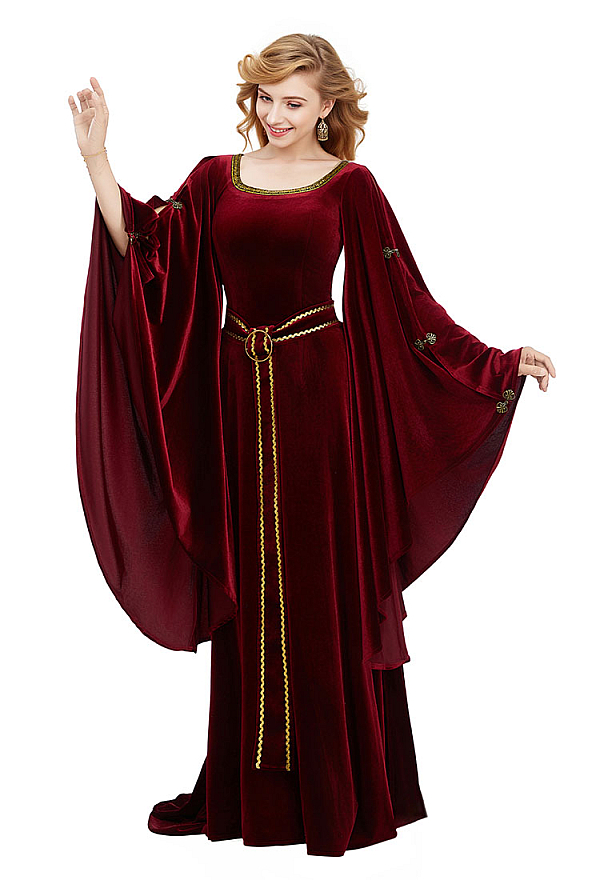 burgundy witch dress Samtkleid Circe Schwarz/Rot L
