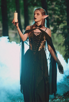 Medieval Dark Elf Dress Set Renaissance Gothic Costume Inner Dress Corset Dress Set with Cape
