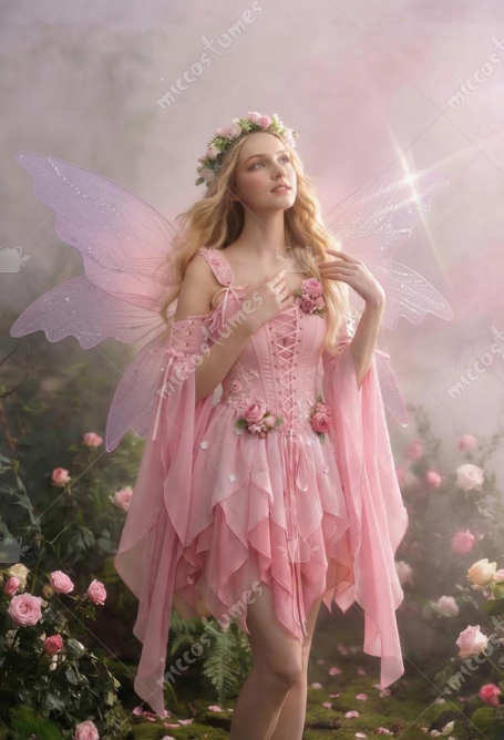 Spring Elf Medieval Flower Elf Fairy Pink Dress Set Renaissance Fantasy Costume Inner Dress and Corset Dress with Sleeves