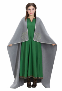 Medieval Viking Style Cape Winter Vintage Tweed Embroidered Shawl