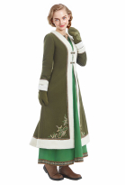 Medieval Viking Style Tweed Coat Vintage Embroidered Green Coat