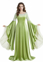 The Lord of the Rings Arwen Undómiel Mittelalterliches Krönungskleid Renaissance Elfenstil Samtkleid mit Spitzenbesatz