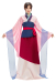 Princess Mulan Cosplay Costume Flared Sleeve Top and Skirt with Obi and Shawl