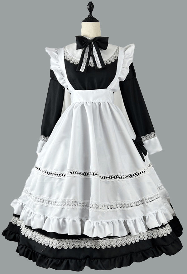 1/3 Delusion Kawaii Maid Dress Long-Sleeve Uniform Cosplay Costume with Apron and Headdress