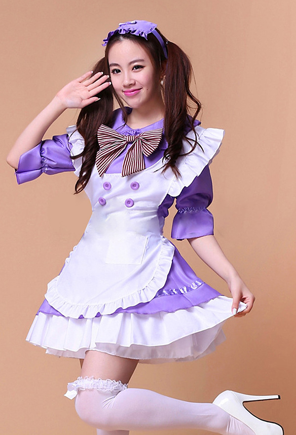 Kawaii Maid Kleid Spitze Kostüme Cosplay Kawaii Lolita Kleid mit Rüschen Schleife Cosplay